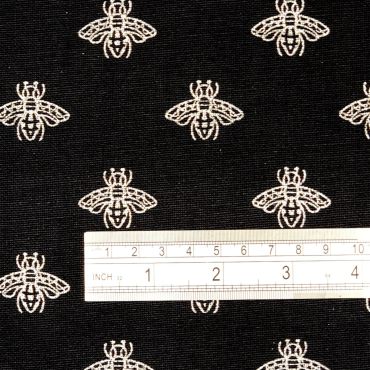 Black and Silver Bees Curtain 100% Cotton Crafting Roman Blind and Upholstery Fabric
