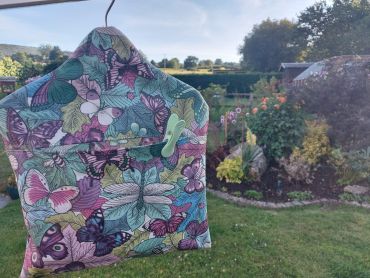 Green Dragonflies and Bees Wipe Clean Oilcloth Peg Bag 