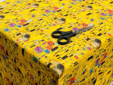 Gustav Klimt The Kiss Yellow 100% Cotton Fabric Tablecloth