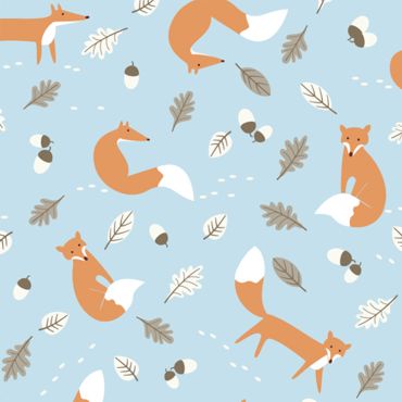 Powder Blue Mr Fox Crafting 100% Cotton Fabric