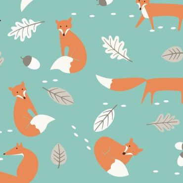 Crafting Quilting Cotton Fabric Duck Egg Mr Fox