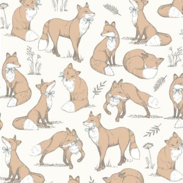 Crafting Quilting Cotton Fabric Cream Mrs Fox