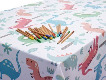 Multi-Colour Kids Dinosaurs PVC Vinyl Wipe Clean Tablecloth