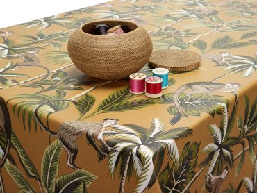 Narvik Ochre Yellow Wipe Clean Oilcloth Tablecloth