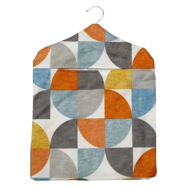 Burnt Orange, Ochre Yellow and Grey Circles Wipe Clean Oilcloth Peg Bag 