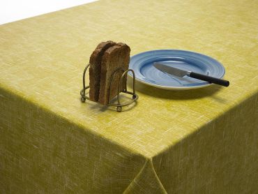 Plain Mustard Yellow Linen Effect Oilcloth Tablecloth