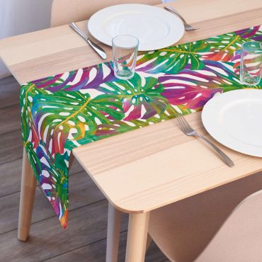 Green Multi Tropical Plants 100% Cotton Table Runner