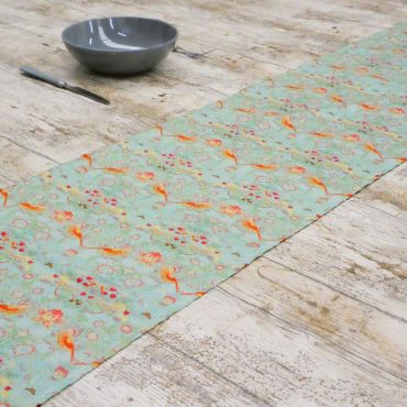 William Morris Strawberry Thief Duck Egg 100% Cotton Lightweight Fabric Table Runner