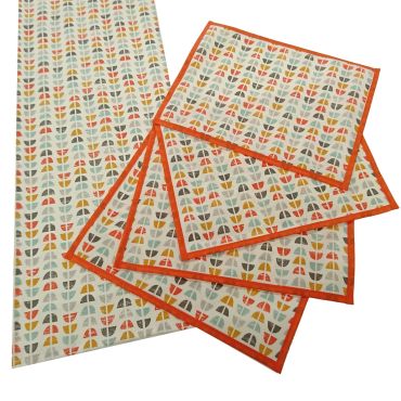 Odense Burnt Orange Oilcloth Wipe Clean Set of 4 Placemats