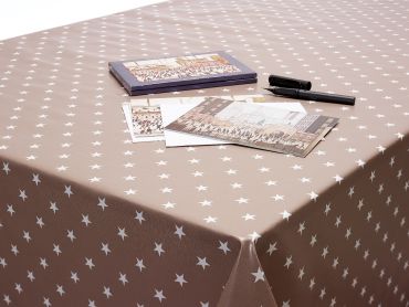 Taupe Little Stars PVC Vinyl Wipe Clean Tablecloth
