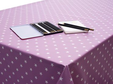 Lilac/Pink Little Stars PVC Vinyl Wipe Clean Tablecloth