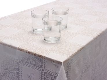 White Floral Lace Effect PVC Vinyl Wipe Clean Tablecloth