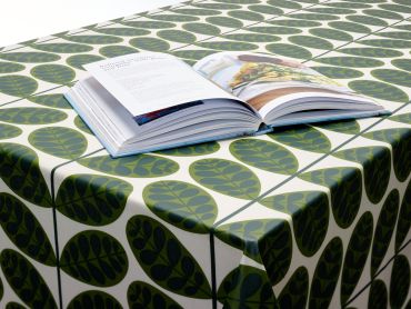 Orla Kiely Multi Stem Botanica Green Oilcloth Tablecloth Matte Finish