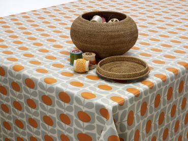 Orla Kiely Ditsy Cyclamen Orange and Grey Wipe Clean Tablecloth