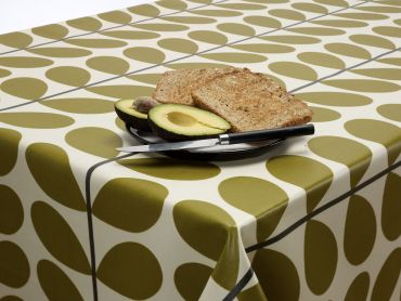 Orla Kiely Multi Stem Two Colour Black and Olive Wipe Clean Tablecloth
