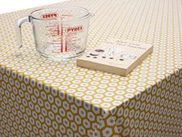 Ochre Yellow Honeycomb Geometric PVC Vinyl Wipe Clean Tablecloth