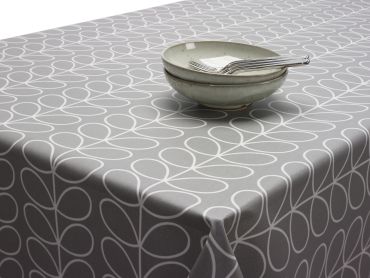 Orla Kiely Linear Stem Light Grey Oilcloth Tablecloth Matte Finish