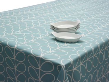 Orla Kiely Mustard Yellow Linear Stem Wipe Clean Oilcloth Tablecloth