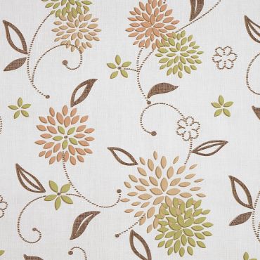Taupe and Green Floral Elderflower PVC Vinyl Wipe Clean Tablecloth