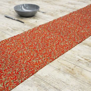 William Morris Willow Bough Crimson/Red 100% Cotton Fabric Table Runner