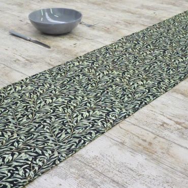 William Morris Willow Bough Ebony/Black 100% Cotton Fabric Table Runner