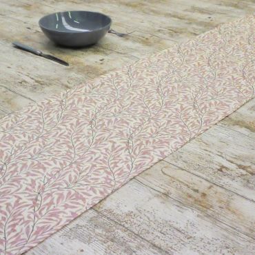 William Morris Willow Bough Rose Pink 100% Cotton Fabric Table Runner
