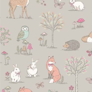 Crafting Quilting Cotton Fabric Taupe Woodland Animals