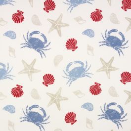 Duck Egg Grey Seashells & Crabs Oilcloth Wipe Clean PVC Vinyl Tablecloth Cover