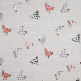 Country Chickens Red 130cm Wipe clean PVC Tablecloth 