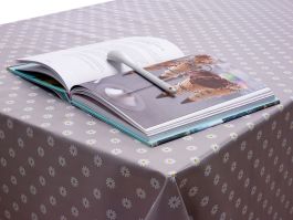 Grey Small Daisy PVC Vinyl Wipeclean Tablecloth Many Sizes Samples Available 