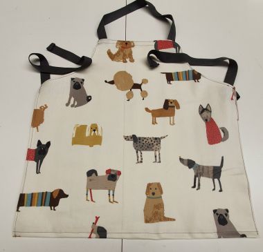 Natural Funky Hound Dogs Oilcloth Wipe Clean Apron Adult and Child