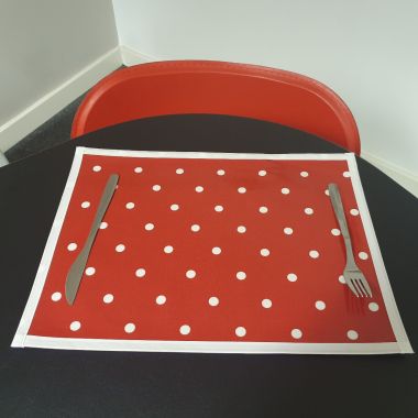 Red and White Polka Dot Oilcloth Set of 4/6 or 8 Placemats