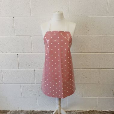 Dotty Rose Pink Oilcloth Wipe Clean Apron-Adult and Child Sizes