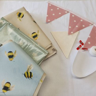 Make Your Own-Oilcloth Bees Outdoor Bunting Kit 3 or 6 Metres