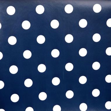 Navy Blue and White Polka Dot PVC Vinyl Wipe Clean Tablecloth