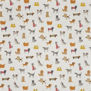 Cream Funky Hound Dogs Oilcloth WITH BIAS-BINDING HEMMED EDGING Wipe Clean Tablecloth