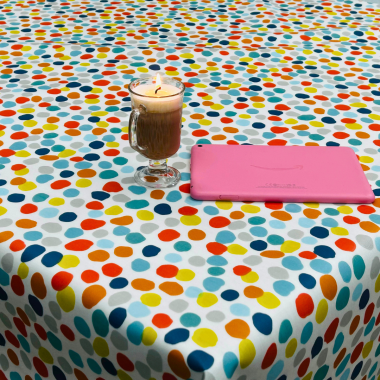 Multi Dainty Dotty Matt Finish Wipe Clean Oilcloth Tablecloth