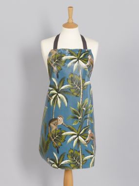 Duck Egg/Teal Tropical Monkeys Adult or Child Oilcloth Wipe Clean Apron