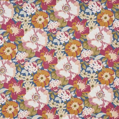 Pink Blue Orange Floral Wipe Clean Oilcloth Matt Coated Tablecloth