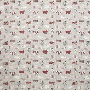 Beige Natural Funky Sheep Oilcloth Wipe Clean Tablecloth Matte Finish