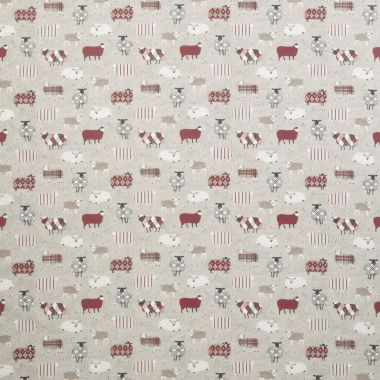 Beige Natural Funky Sheep Oilcloth WITH BIAS-BINDING HEMMED EDGING Wipe Clean Tablecloth Matte Finish