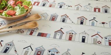 Shabby Chic Beach Houses Oilcloth WITH BIAS-BINDING HEMMED EDGING Wipe Clean Tablecloth