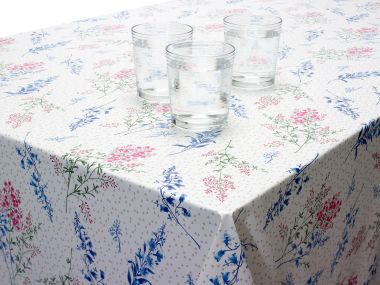 Blue and Pink Fiore Floral Wipe Clean PVC Vinyl Tablecloth