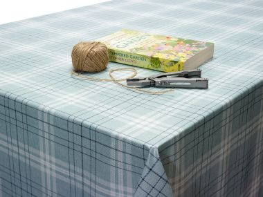 Blue Grey Tartan PVC Vinyl Wipe Clean Tablecloth