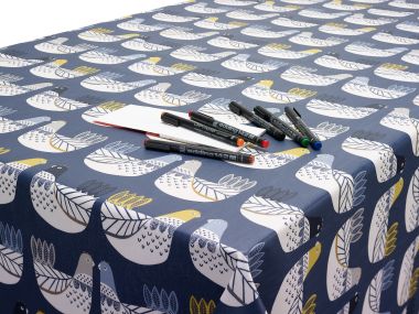 Yellow Scandinavian Birds Oilcloth
