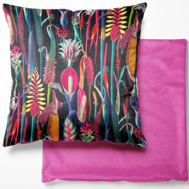 Black Botanic Floral Velvet Cushion Cover