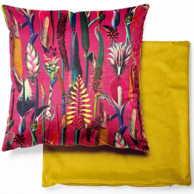 Hot Pink Botanic Floral Velvet Cushion Cover