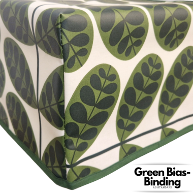 Orla Kiely Multi Stem Botanica Green Oilcloth WITH BOXED CORNERS & BIAS BINDING Tablecloth Matte Finish
