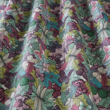 Green Duck Egg Butterflies, Dragonflies and Bees 100% Cotton Curtain Blinds Fabric