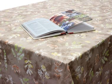 Brown and Beige Multi Sprig Floral Wipe Clean PVC Vinyl Tablecloth